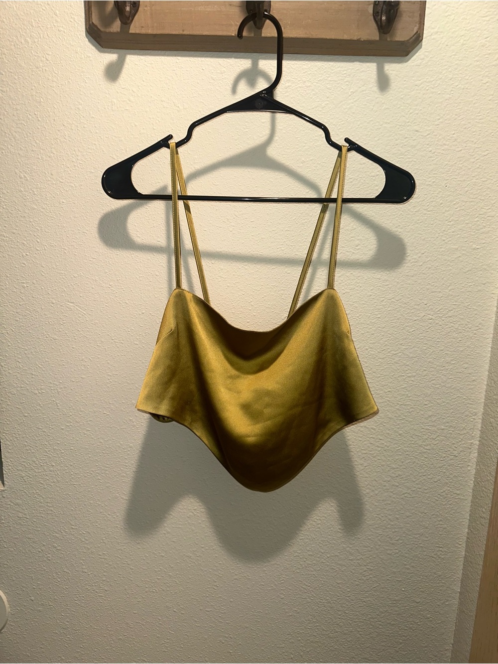 Forever 21 Satin Cowl Crop Camisole in Mustard Gold